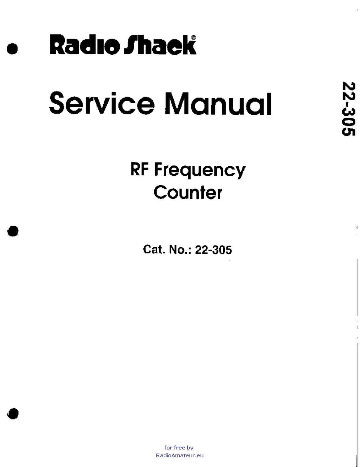RadioShack 22-305 Service Manual