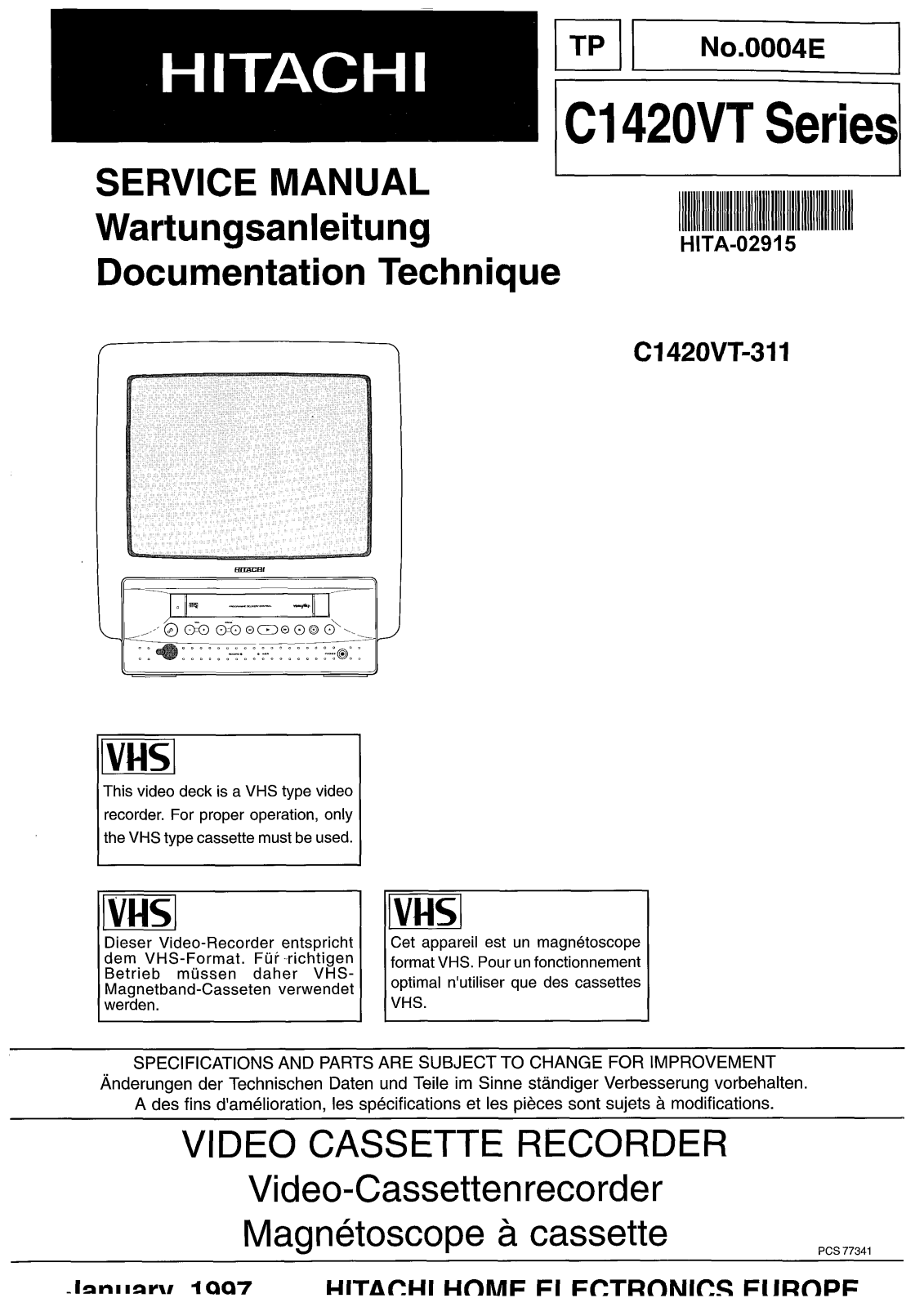 Hitachi 0004E Service Manual