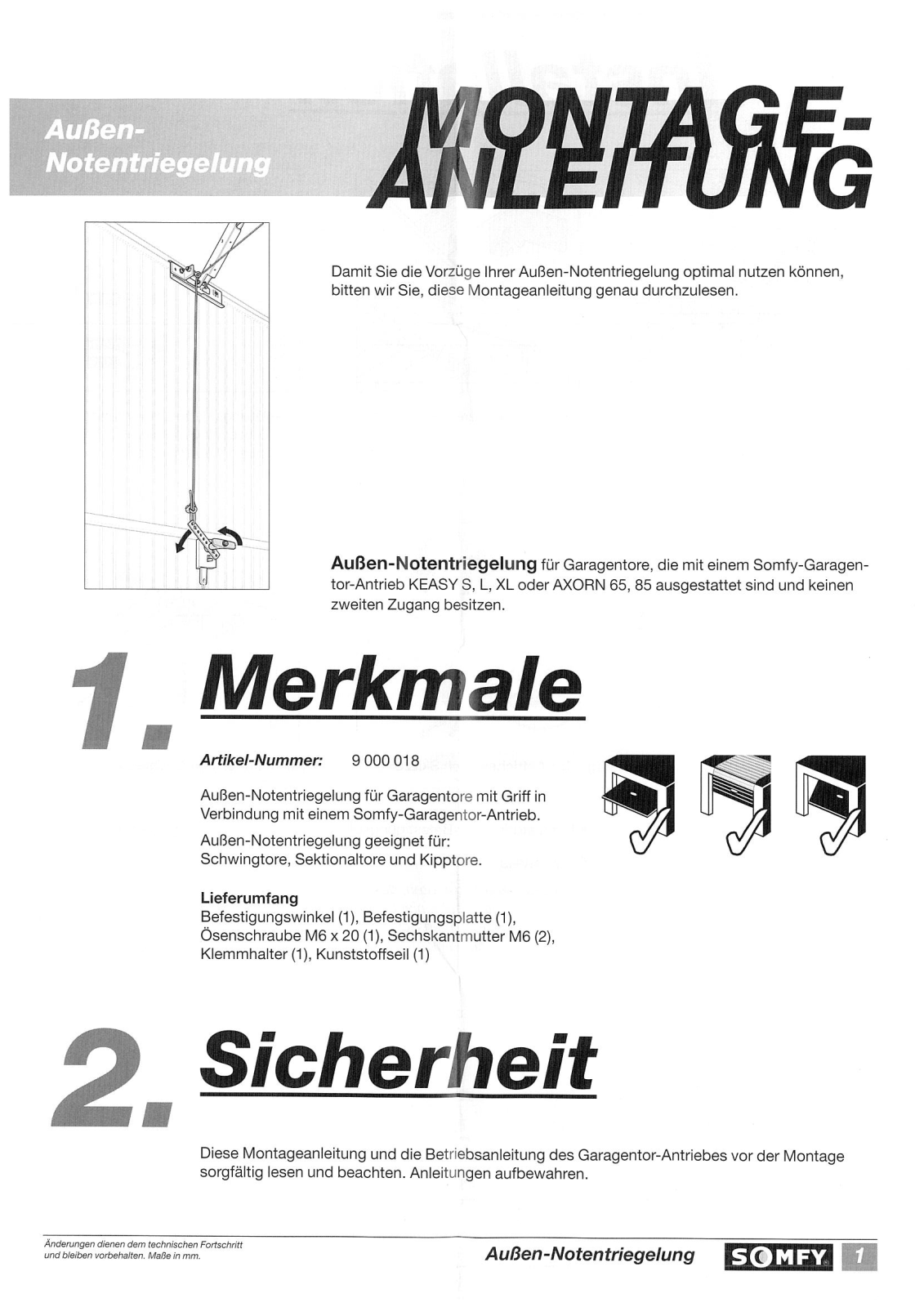 Somfy 9000018 Operating and installation guide