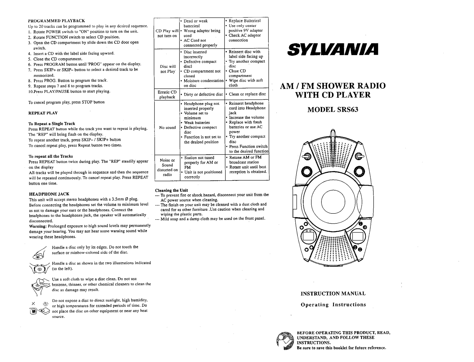 CURTIS SRS63 User Manual