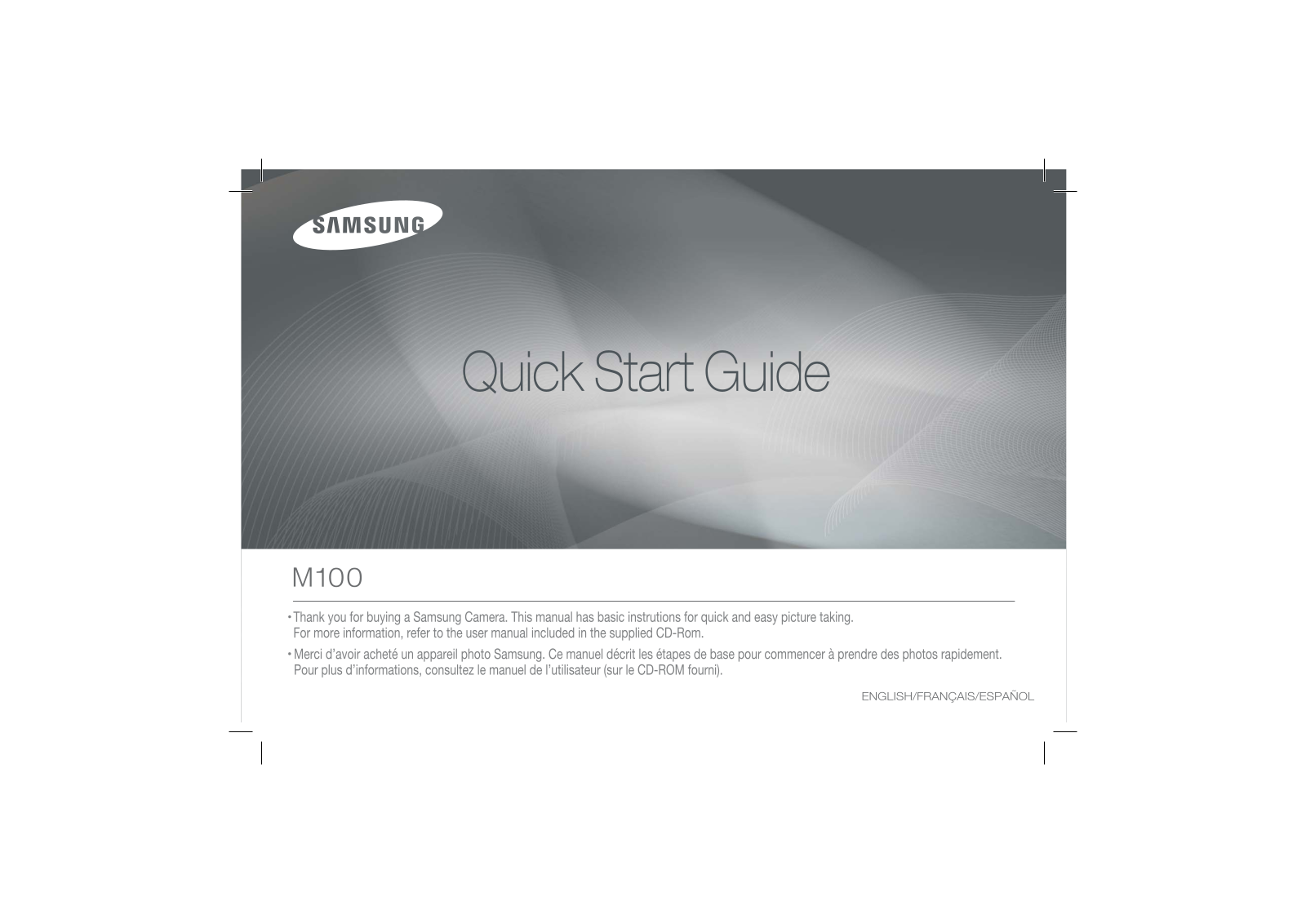 Samsung M100 QUICK START GUIDE