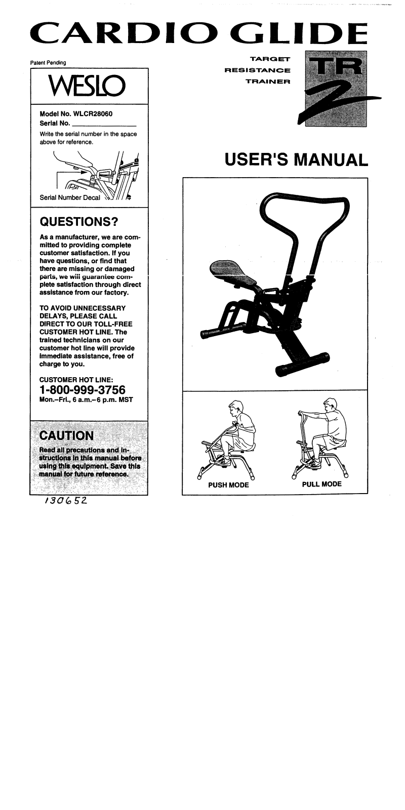 Weslo WLCR28060 User Manual