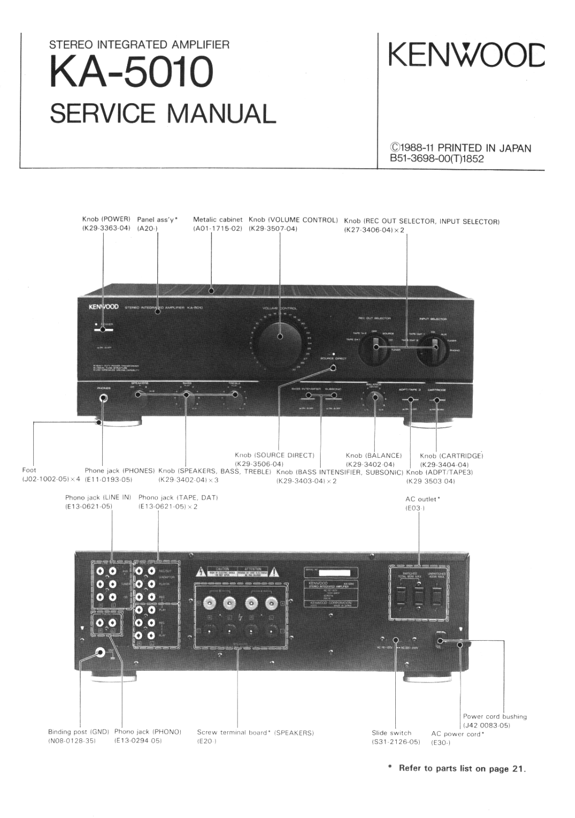 Kenwood KA-5010 Service manual