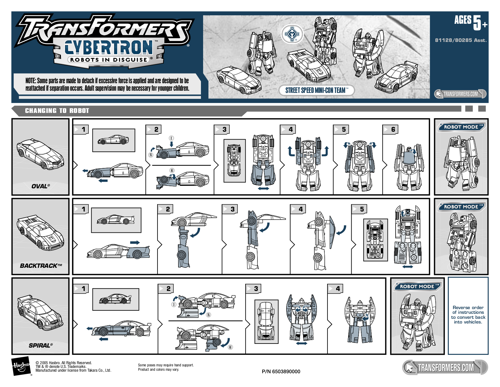 HASBRO Transformers Cybertron Street Speed Mini Con Team User Manual