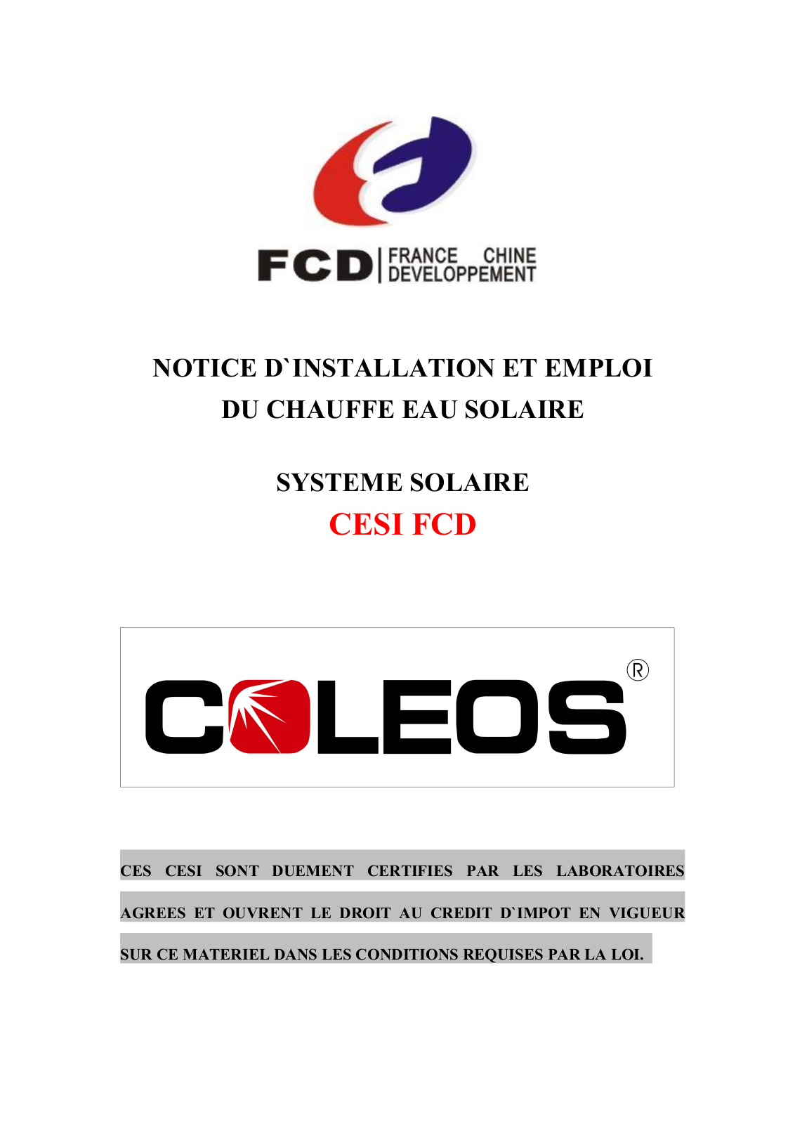 COLEOS CESI FCD User Manual