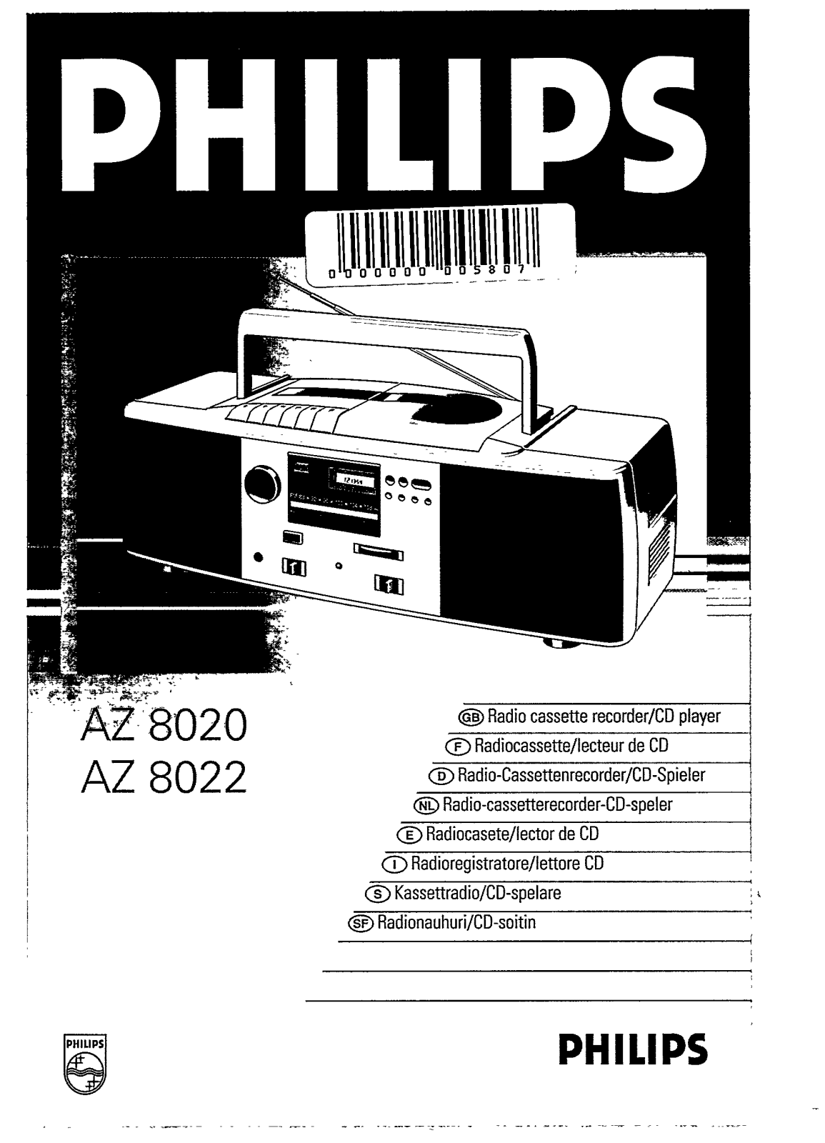 Philips AZ8022/20, AZ8022/05, AZ8022, AZ8020 User Manual