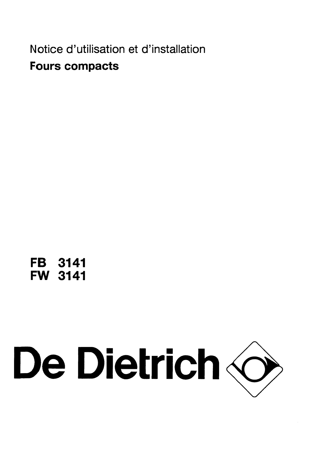 De dietrich FW3141, FB3141 User Manual