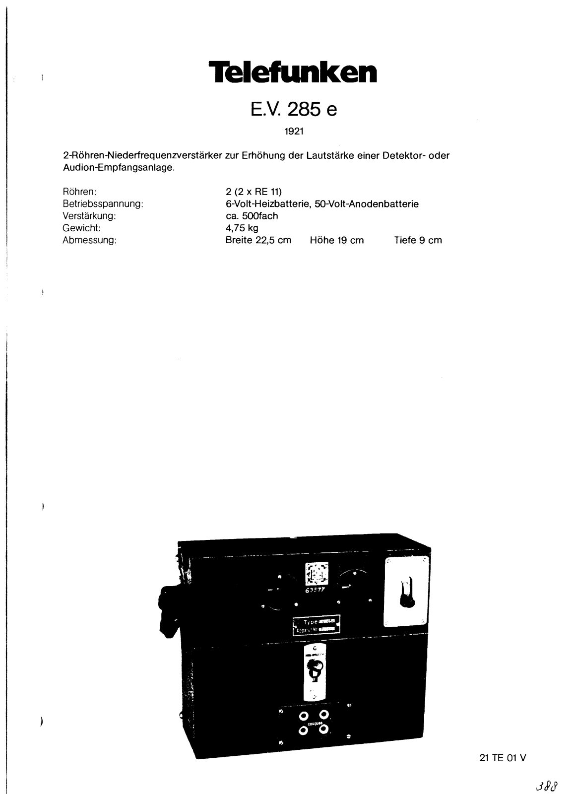 Telefunken EV-285E Schematic