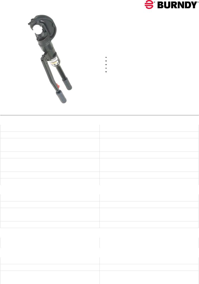 Burndy Y750HSXT Data Sheet