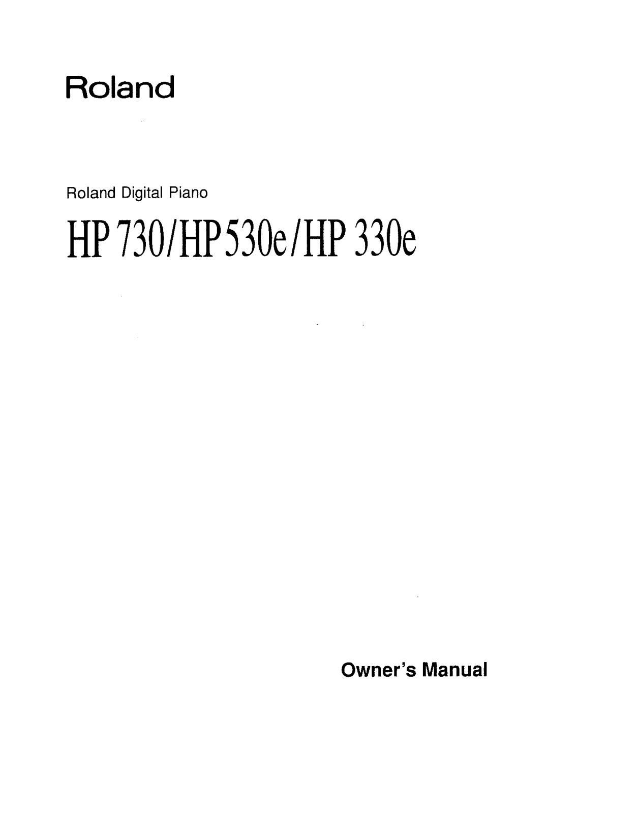 Roland Corporation HP-530 Owner's Manual