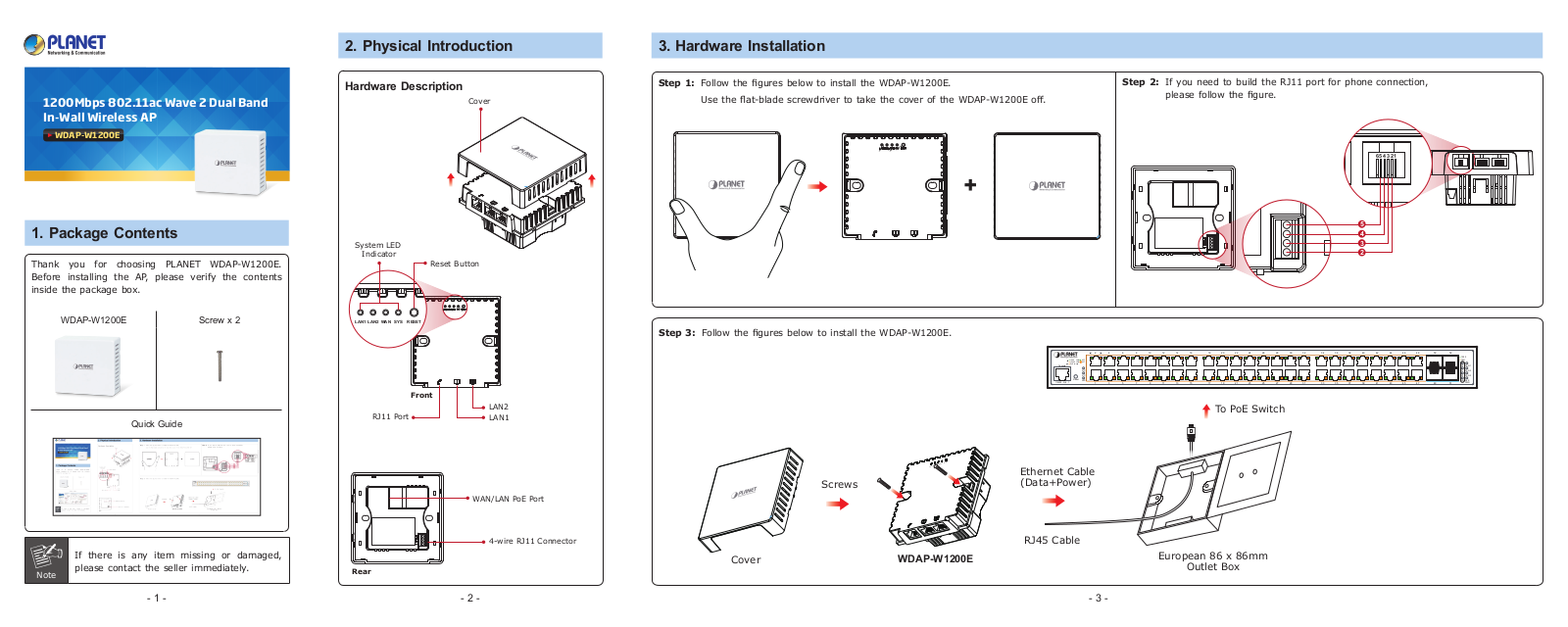 Planet WDAP-W1200E Installation Manual