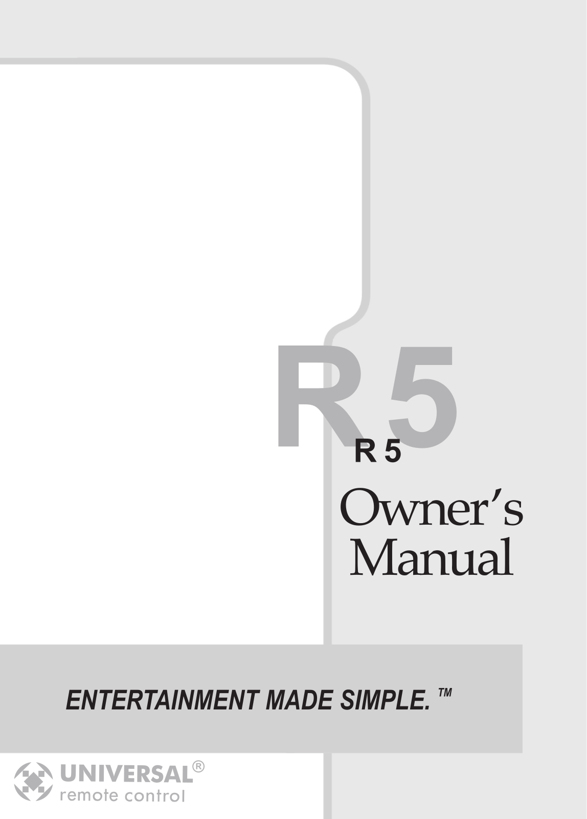 Universal Remote Control R-5 Owners manual