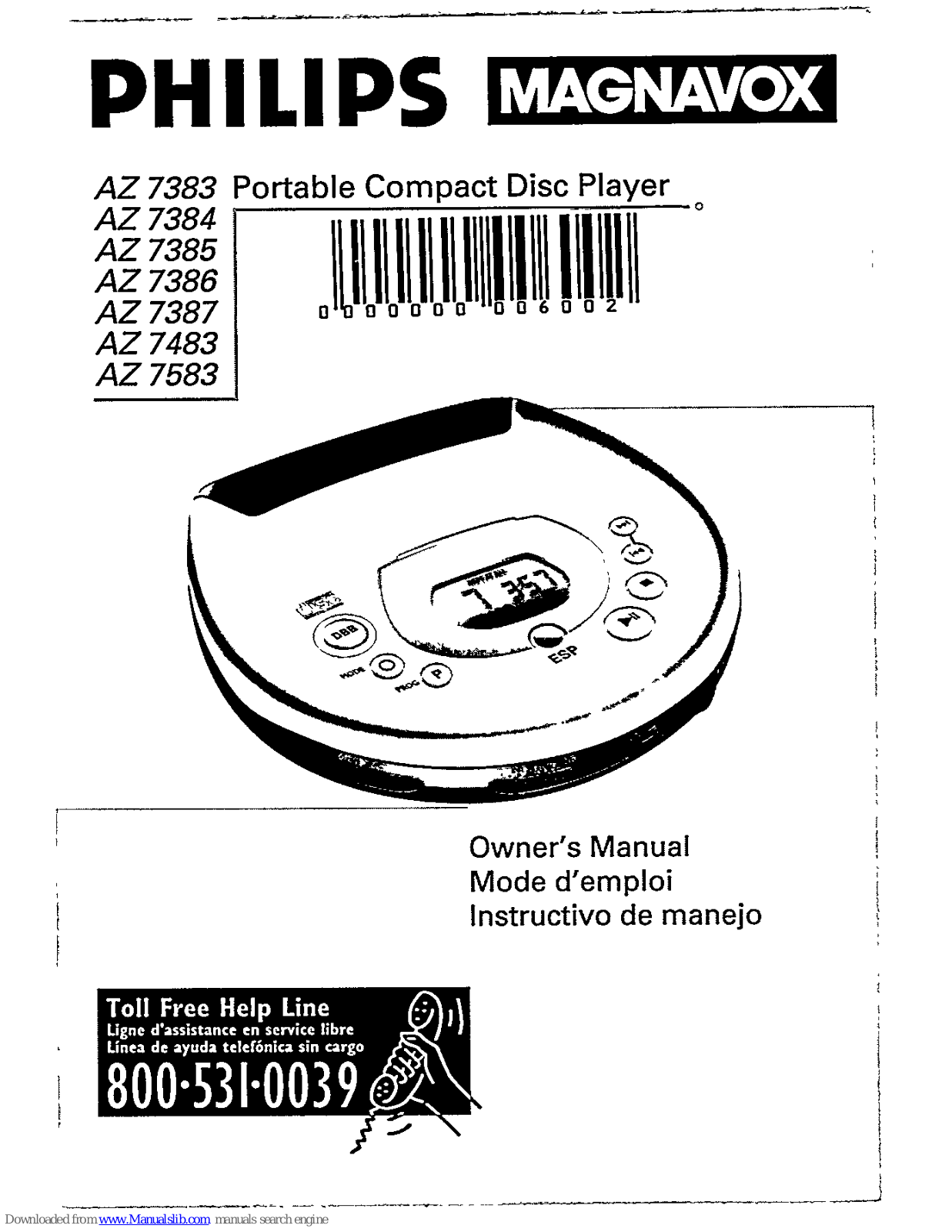 Magnavox AZ 7383, AZ 7386, AZ 7384, AZ 7387, AZ 7483 Owner's Manual