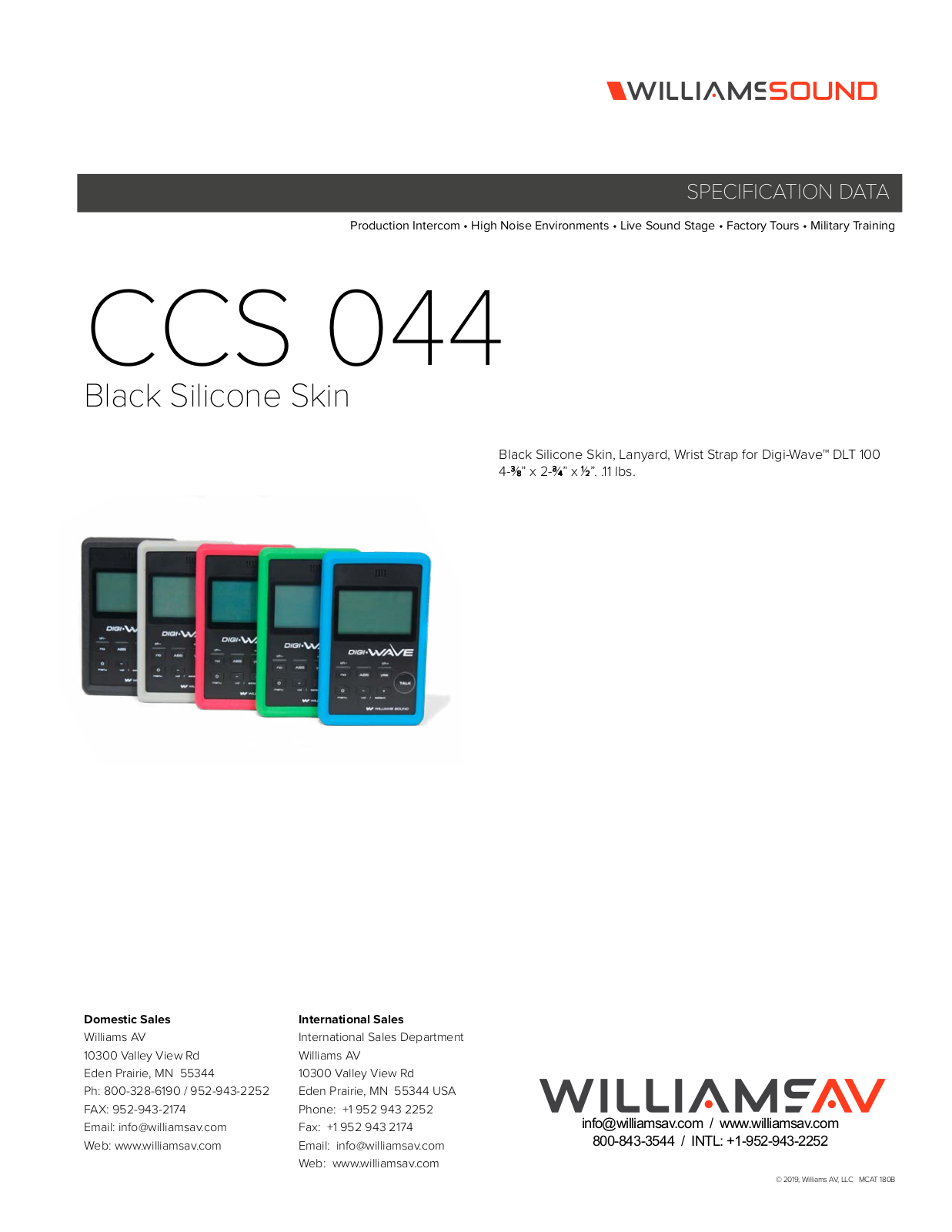 Williams Sound CCS 044 Datasheet