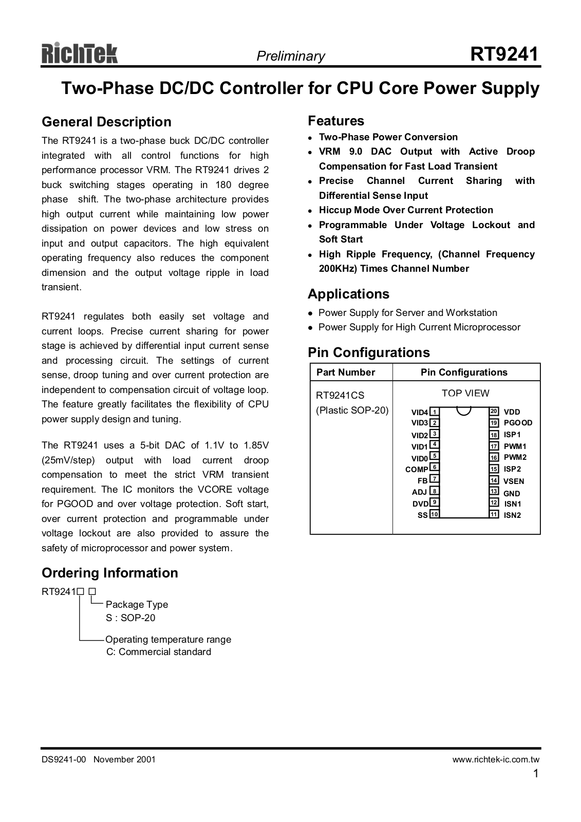 RICHTEK RT9241CS Datasheet