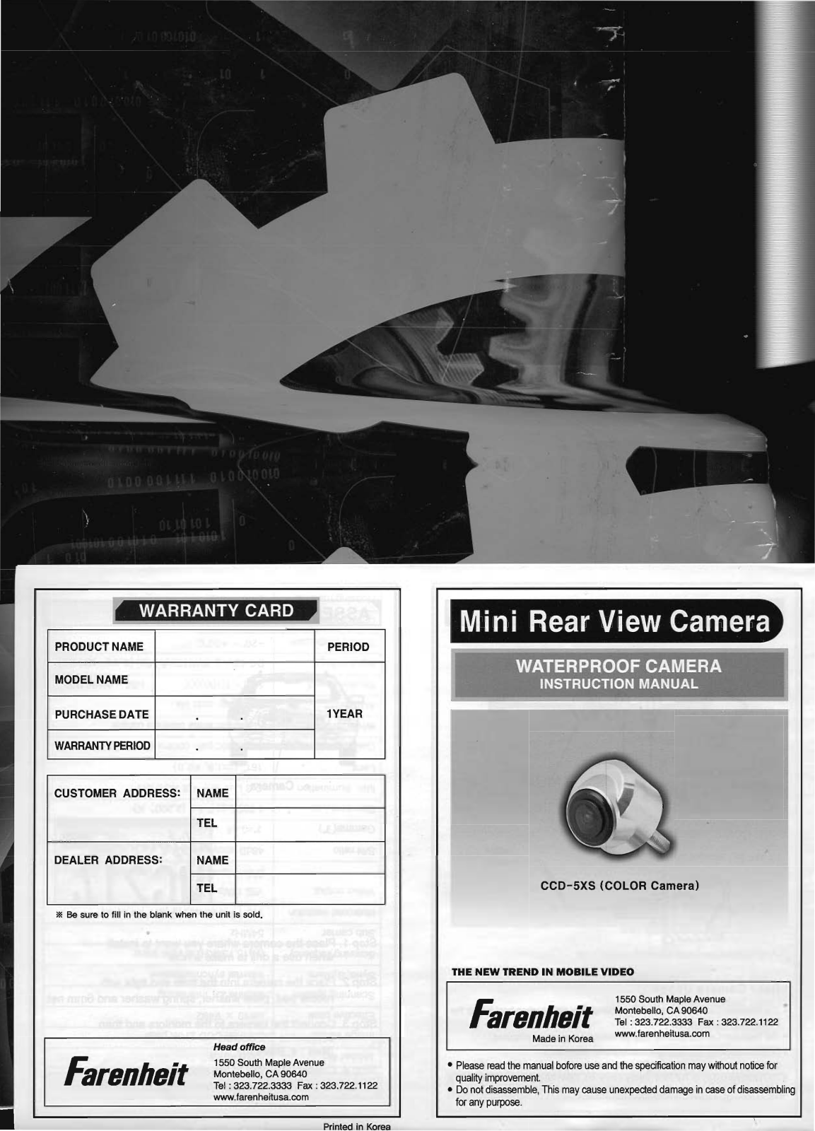 Farenheit Technologies CCD-5XS User Manual