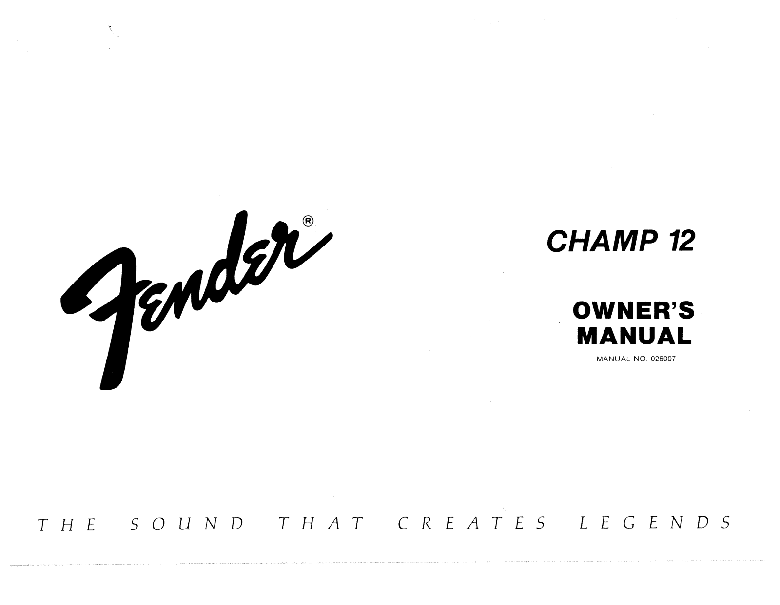 Fender Champ 12 User Manual