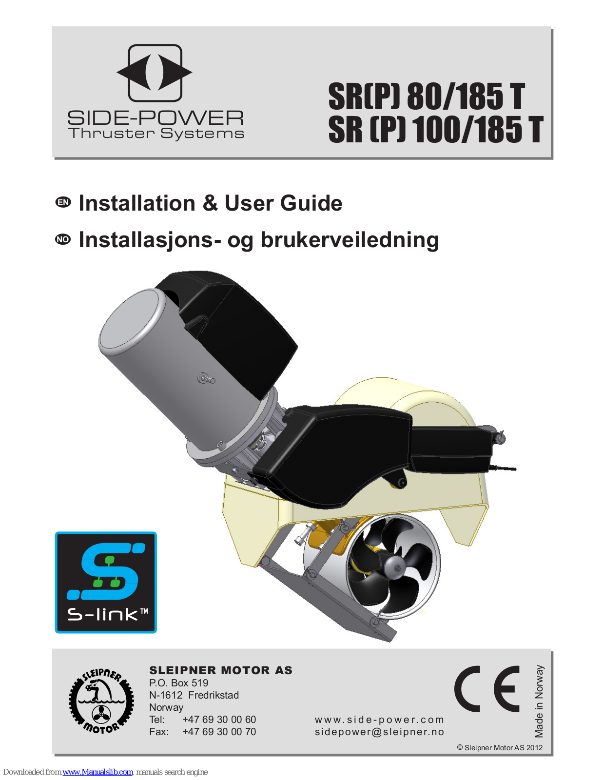 Side-Power SR(P) 80/185 T, SR (P) 100/185 T, SR80/185T, SR100/185T Installation & User Manual