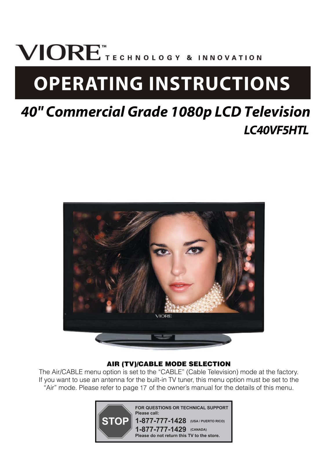 VIORE LC40VF5HTL User Manual