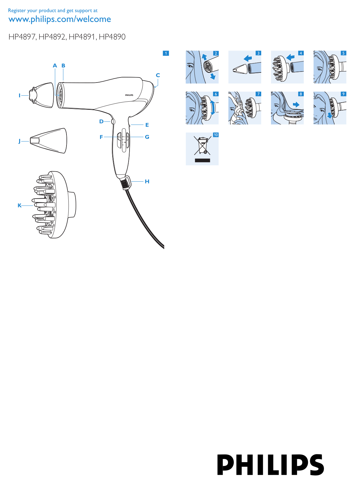 Philips HP4897, HP4892, HP4891, HP4890 Quick start guide