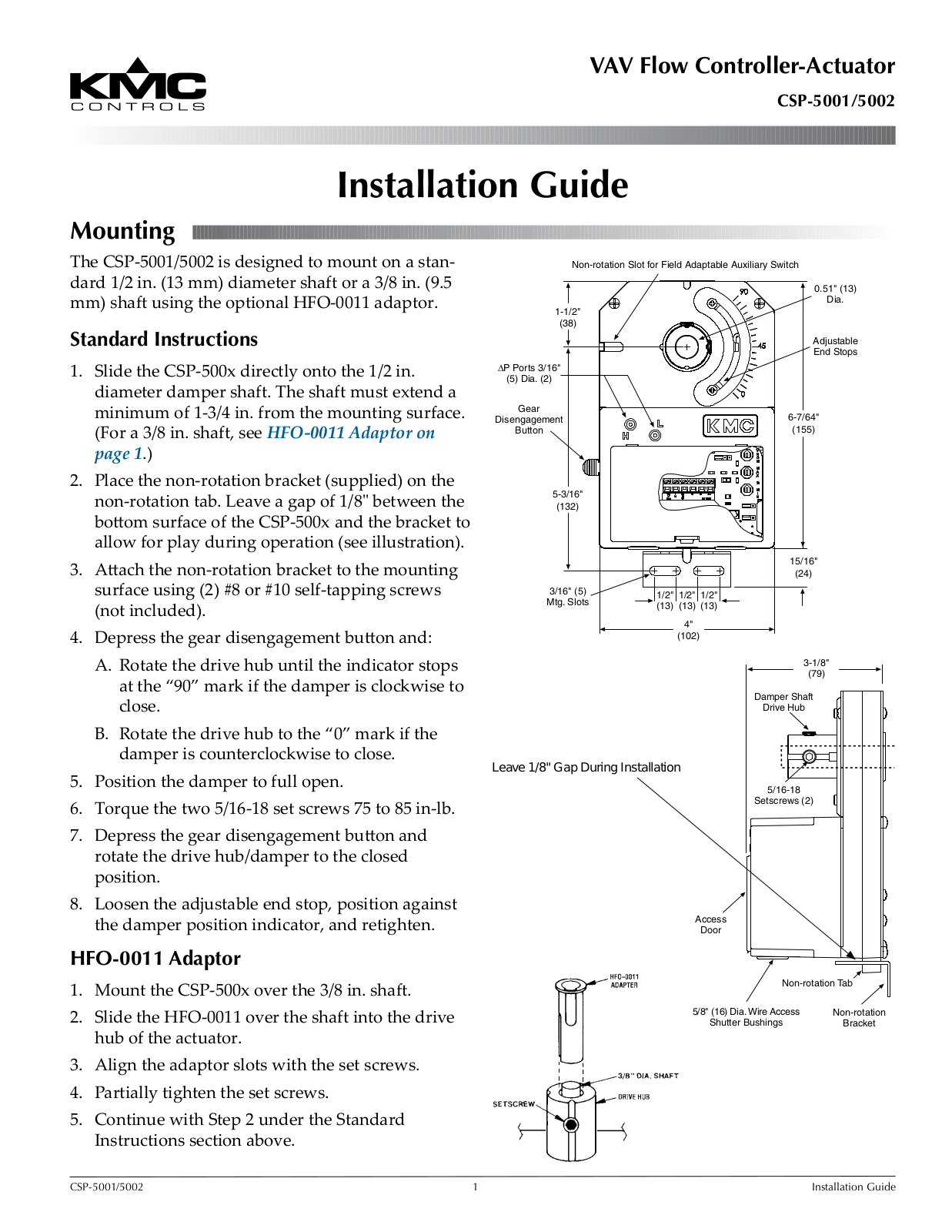 KMC Controls CSP-5002 User Manual