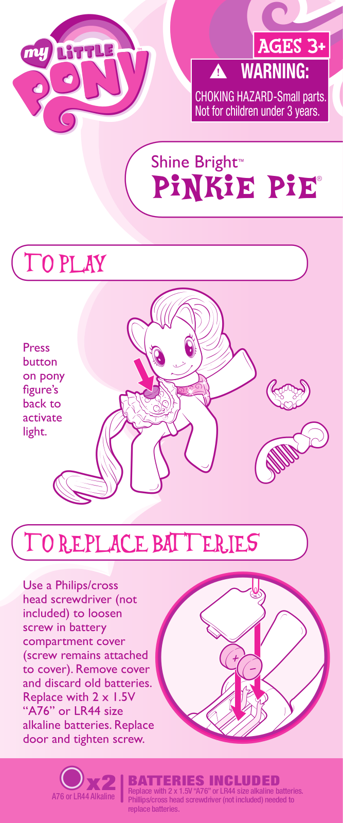 HASBRO My Little Pony Shine Bright Pinkie Pie User Manual