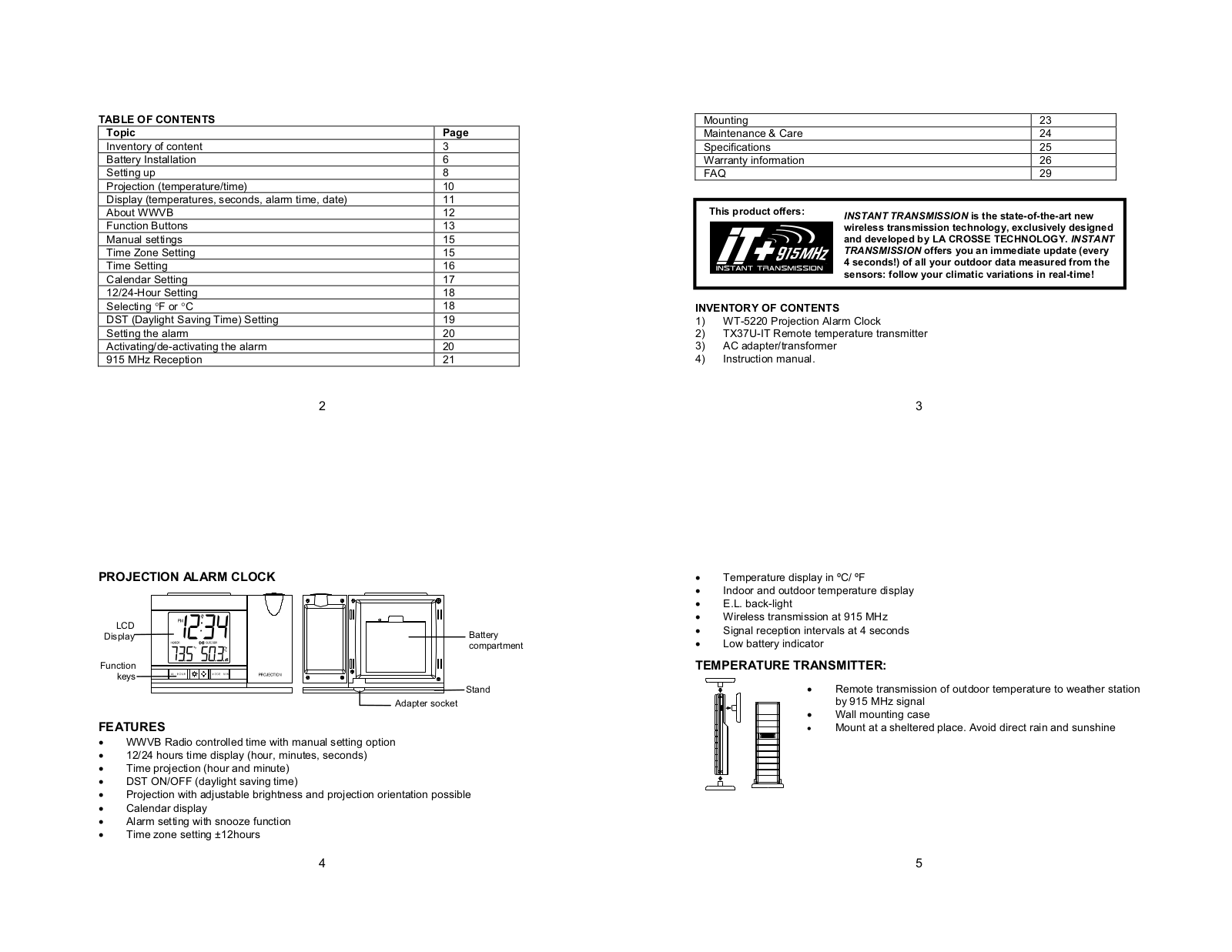 La Crosse Technology WT-5220U-IT, WT-5220 User Manual