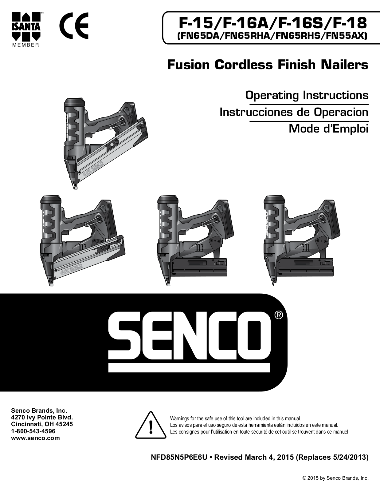 Senco F-16A, F-15, F-16S, F-18 User Manual