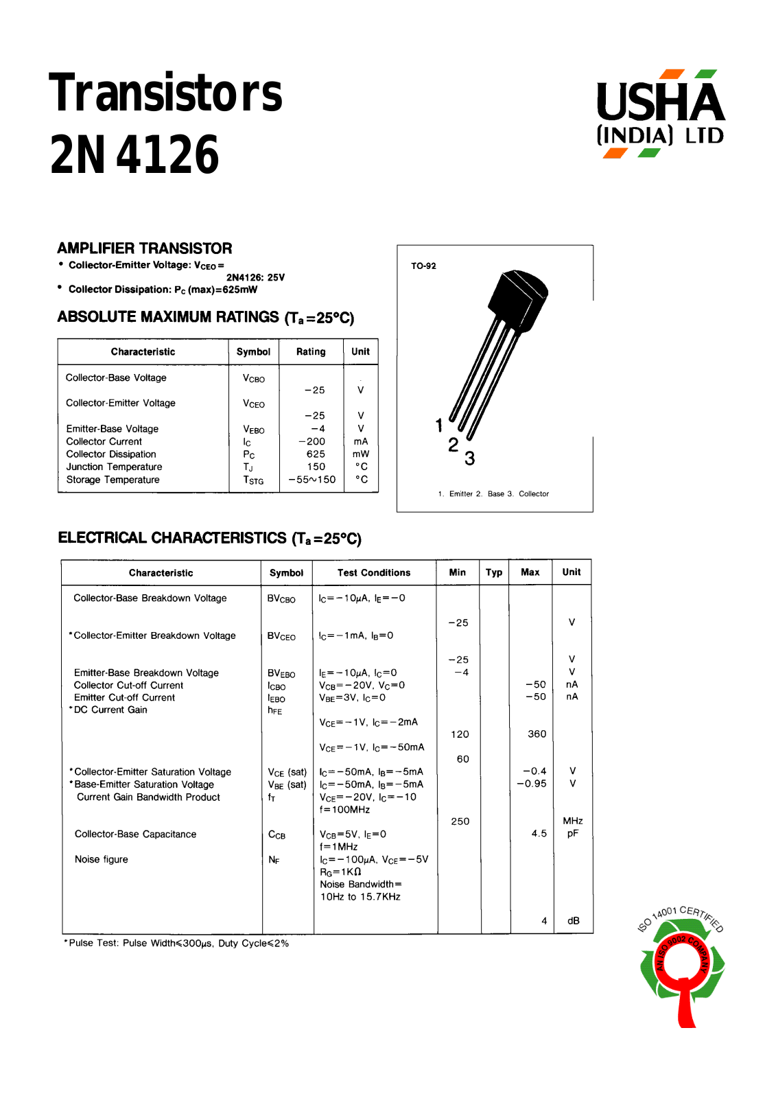 USHA 2N4126 Datasheet