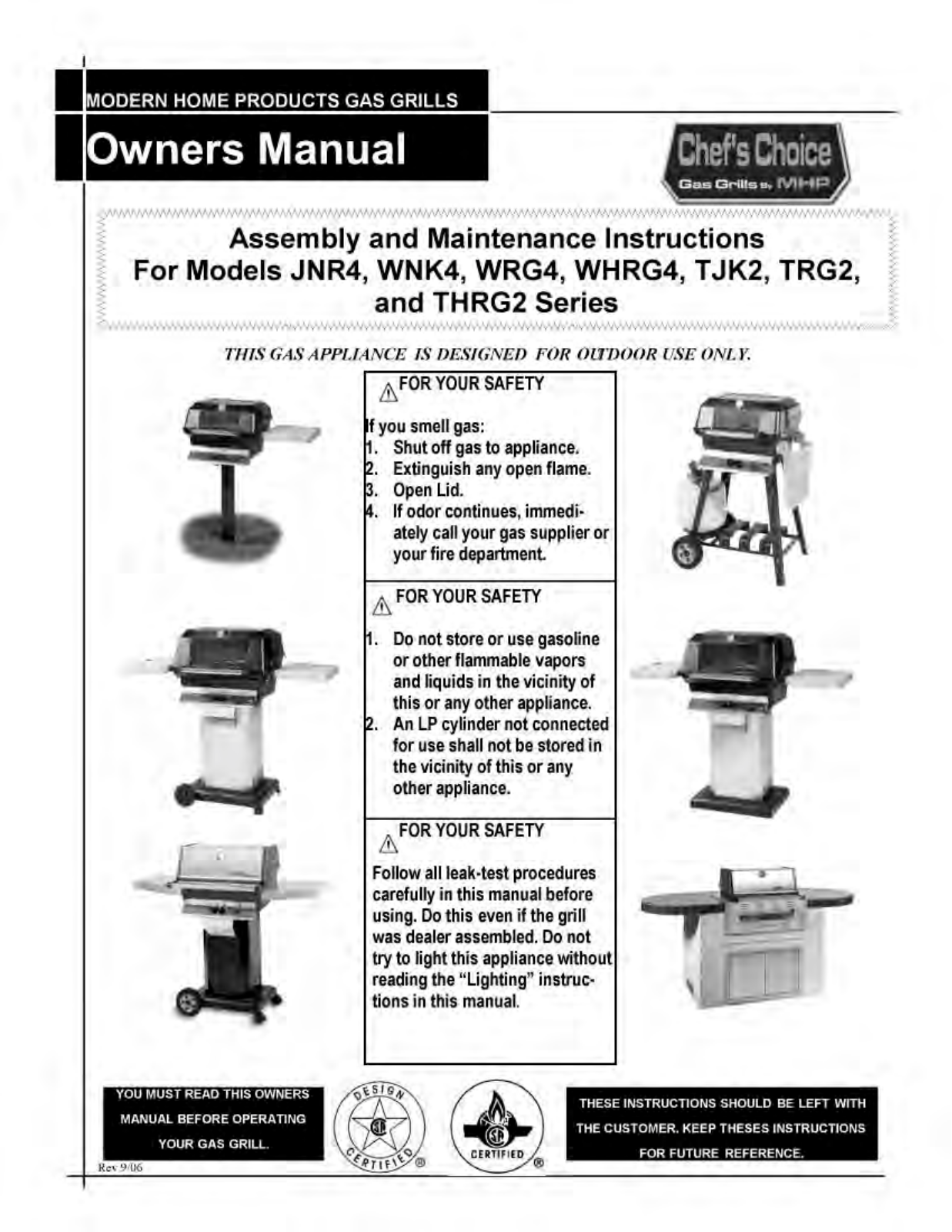 Mhp Jnr4p, Jnr4ps, Jnr4ns, Jnr4n, Jnr4ddps Owner's Manual