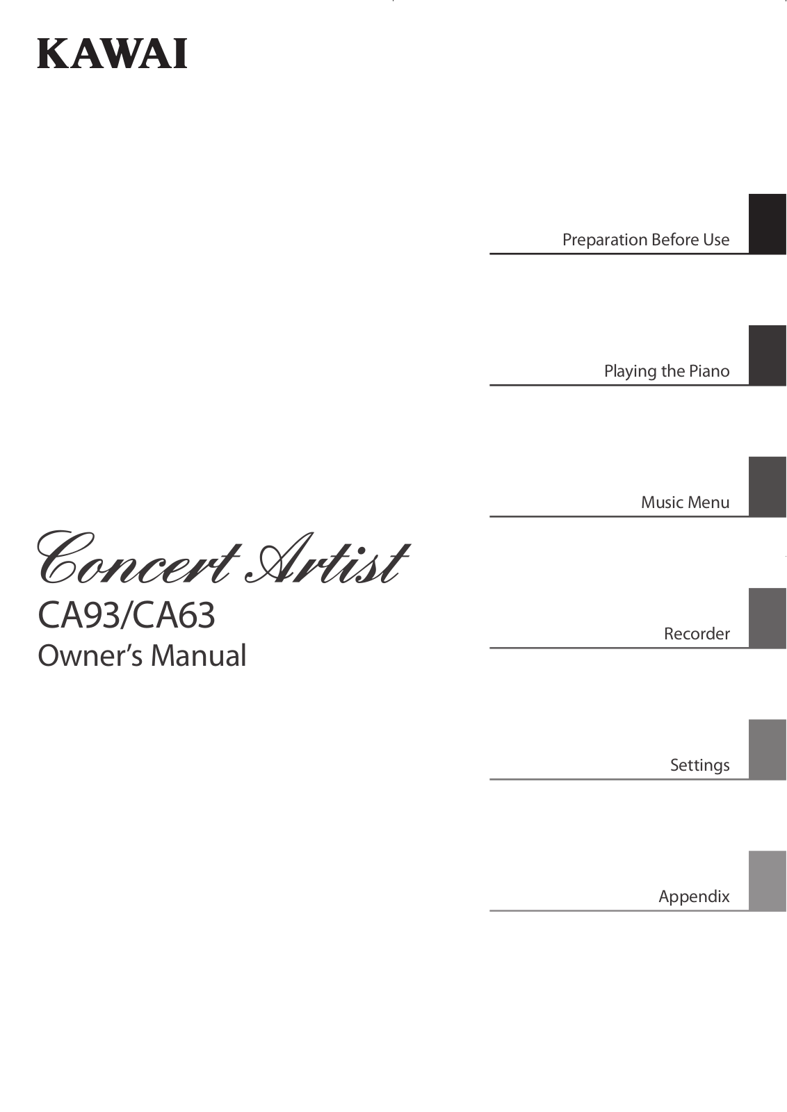 Kawai CA63, CA93 User Manual