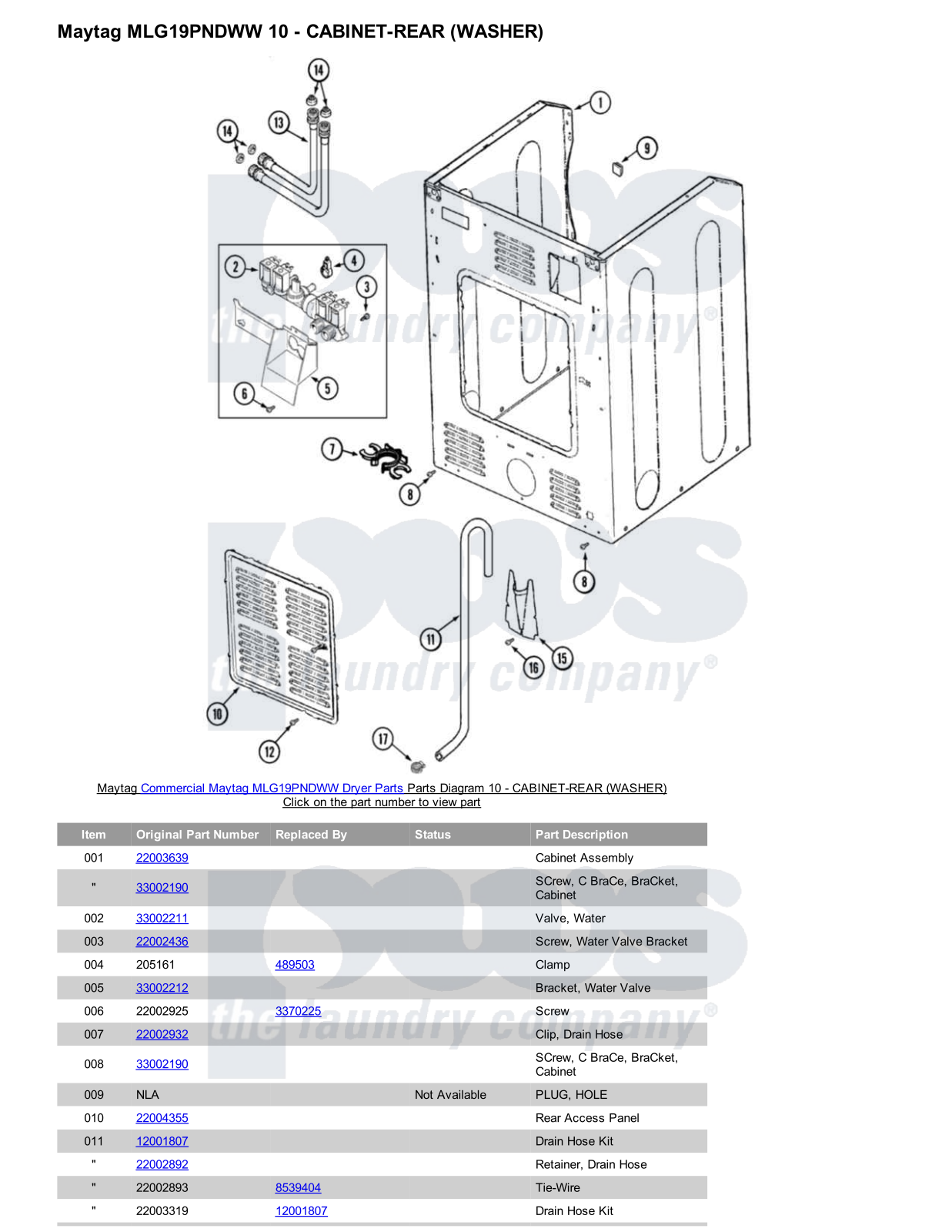 Maytag MLG19PNDWW Parts Diagram