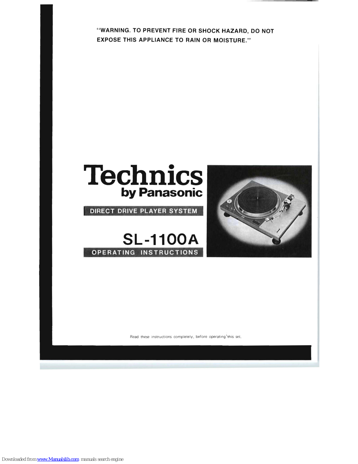 Technics SL-1100A Operating Instructions Manual - ManualMachine.com