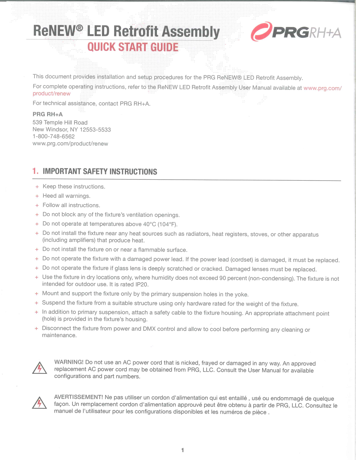 PRG ReNEW Quick Start Manual - ManualMachine.com