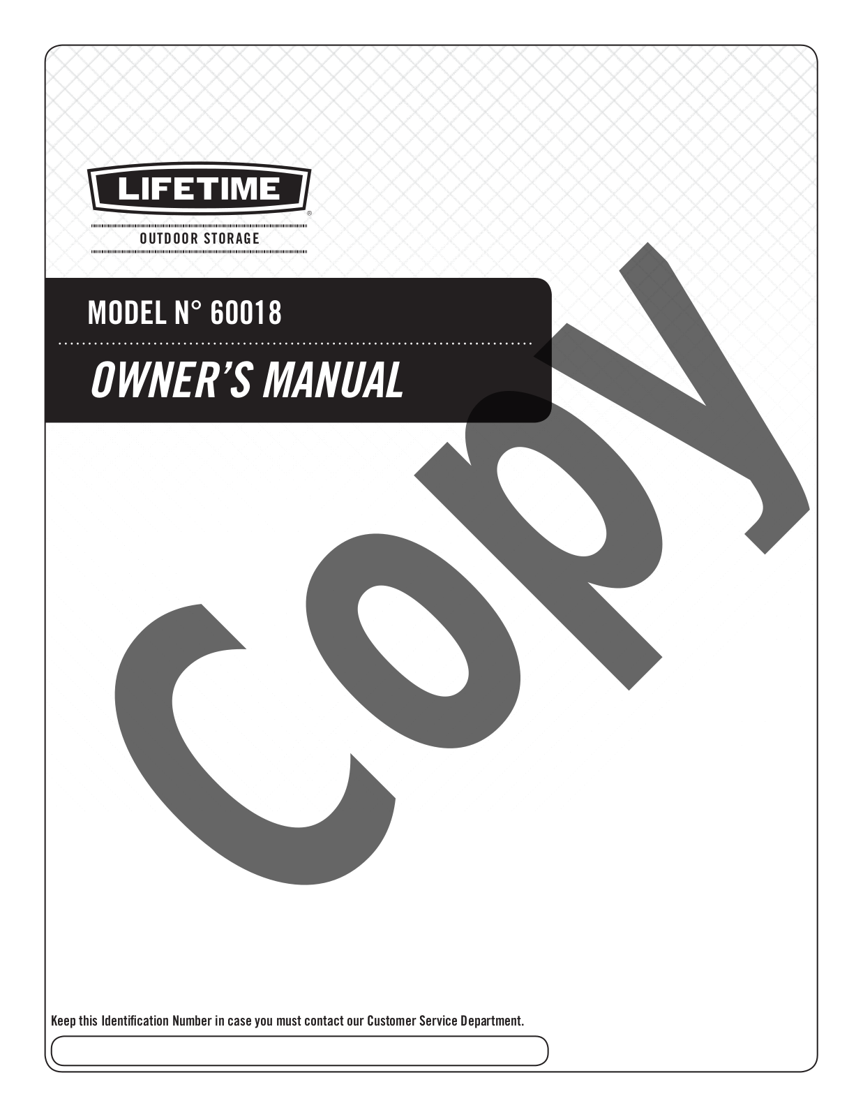 Lifetime 60018 User Manual