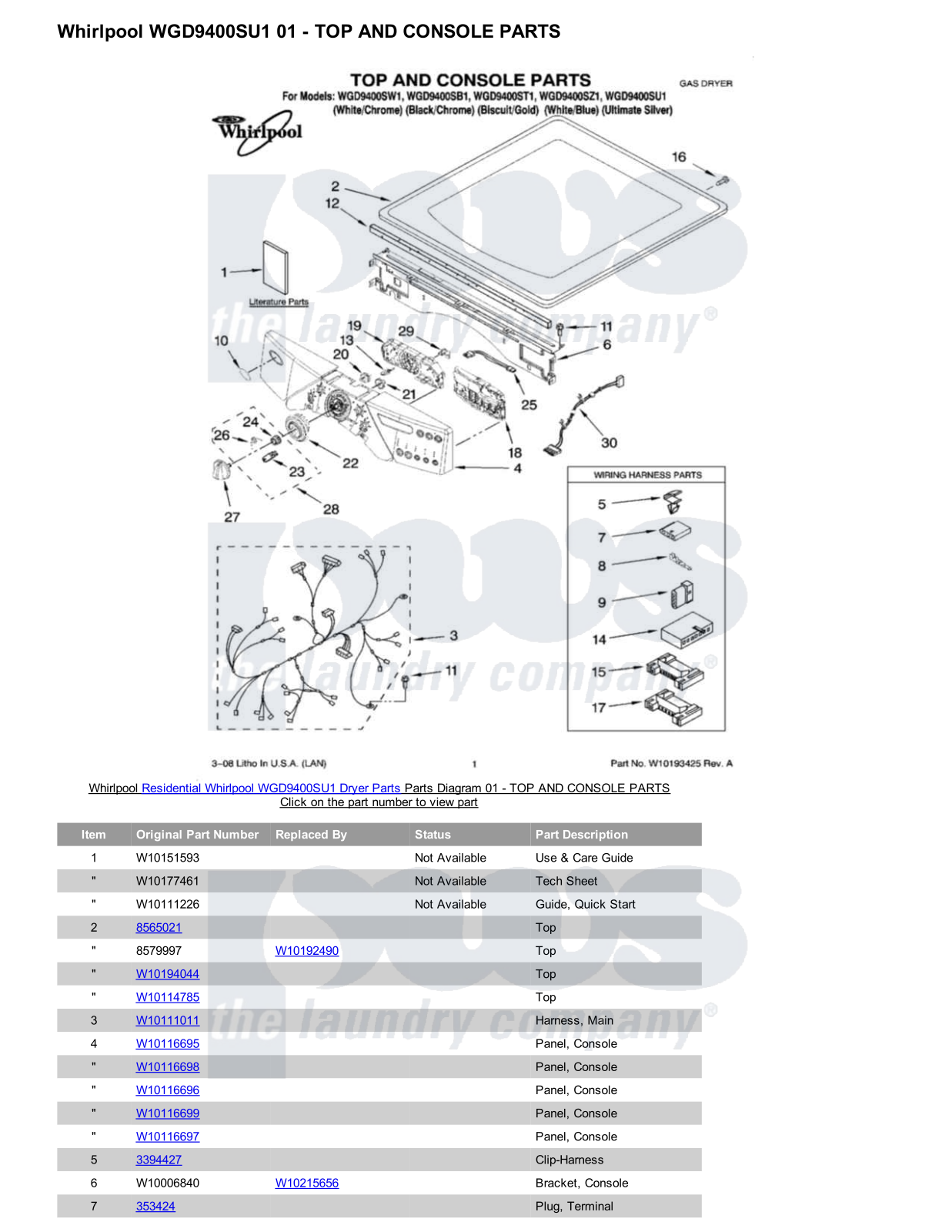 Whirlpool WGD9400SU1 Parts Diagram