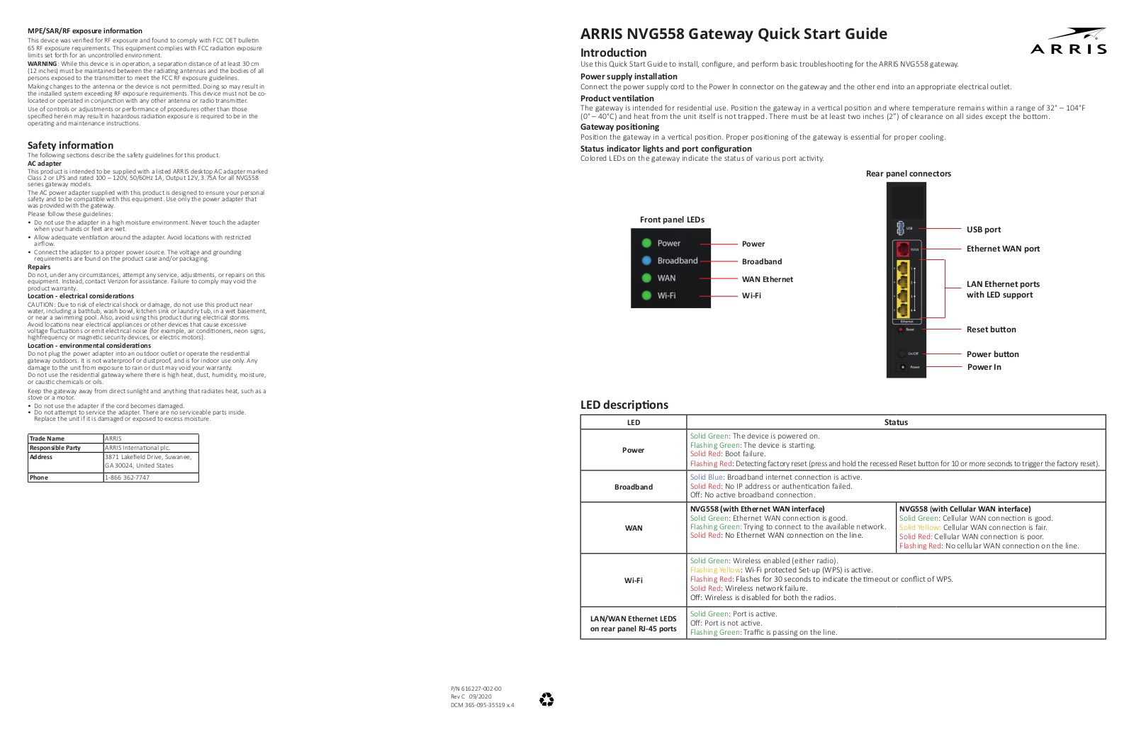 ARRIS NVG558 Quick Start Guide