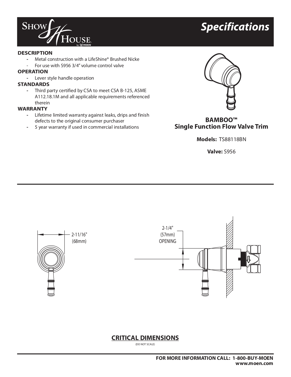 Moen TS88118BN User Manual