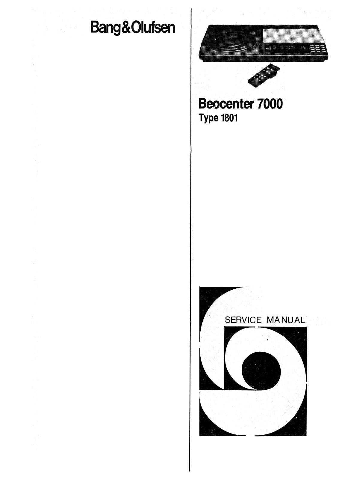 Bang and Olufsen Beocenter 7000 Service manual