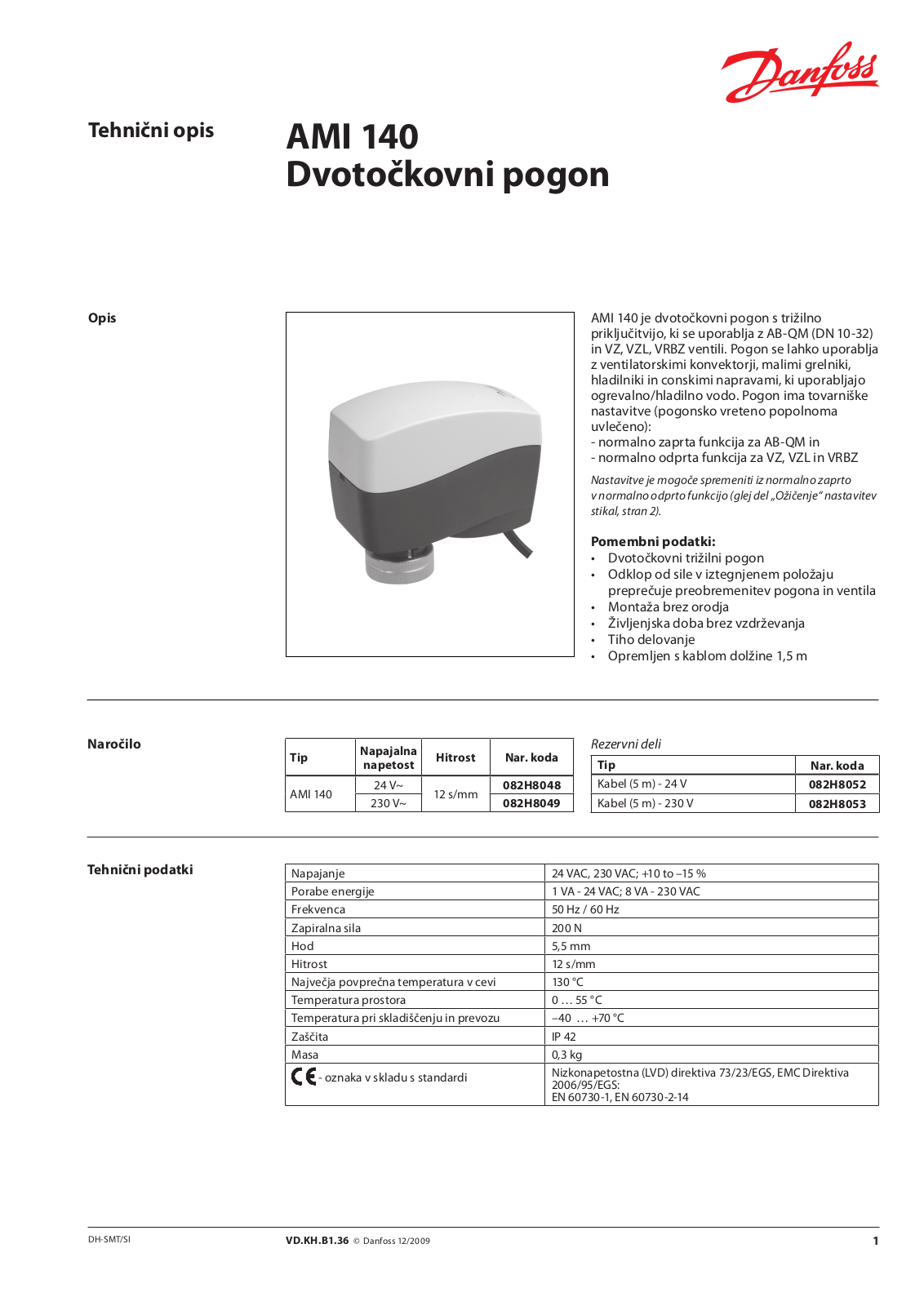 Danfoss AMI 140 Data sheet