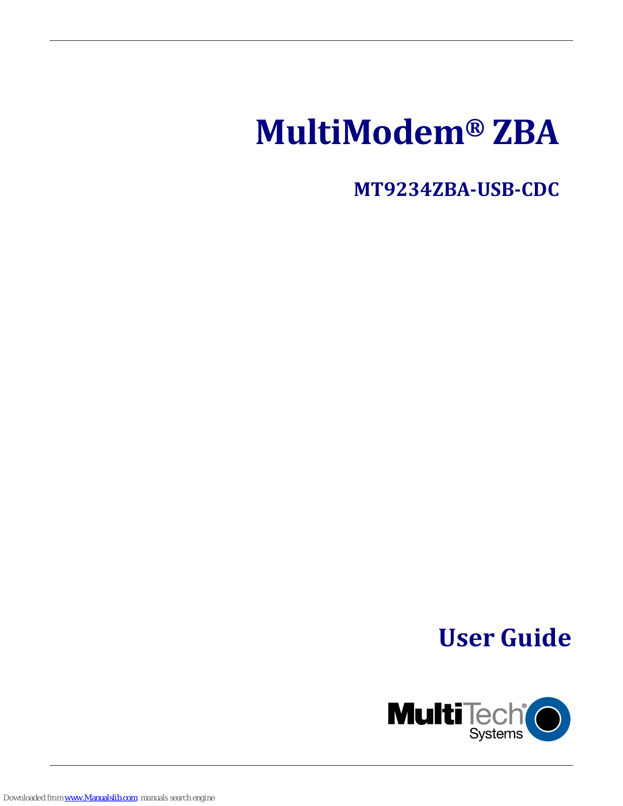 Multitech MT9234ZBA­USB­CDC, MultiModem ZBA User Manual