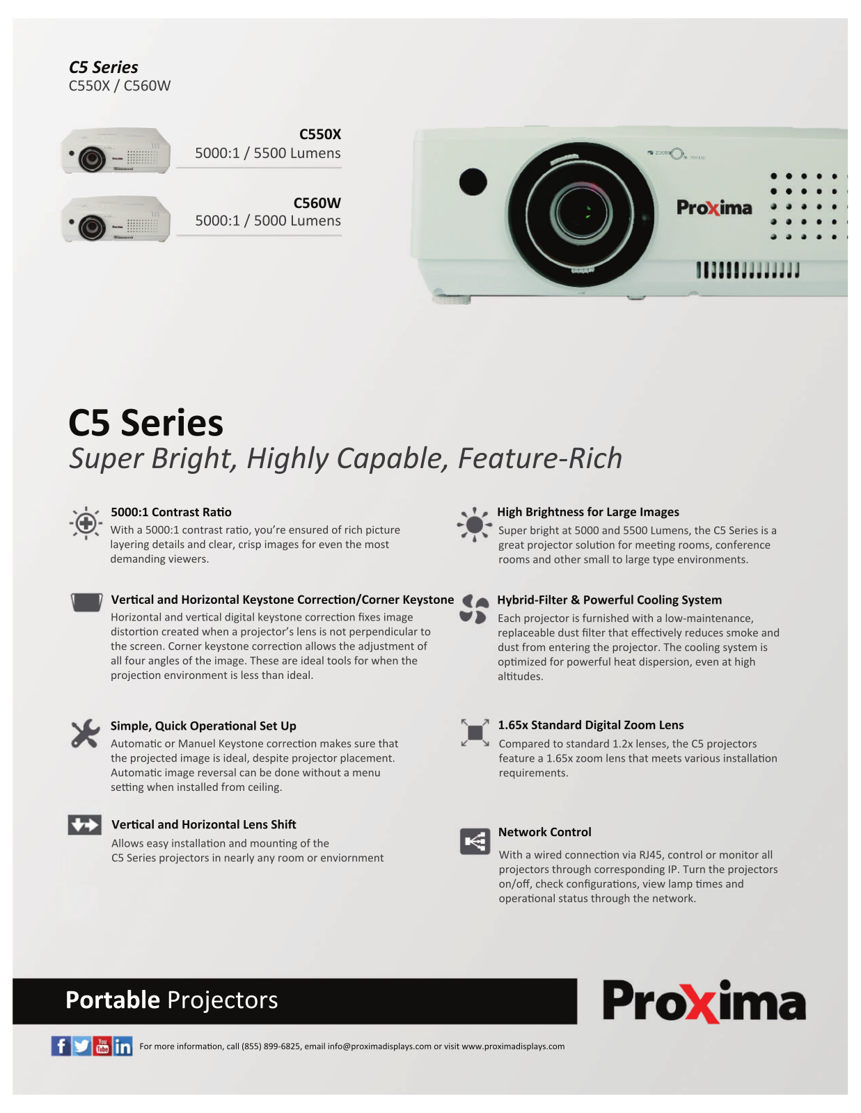 Proxima Displays C550X, C560W Product Sheet