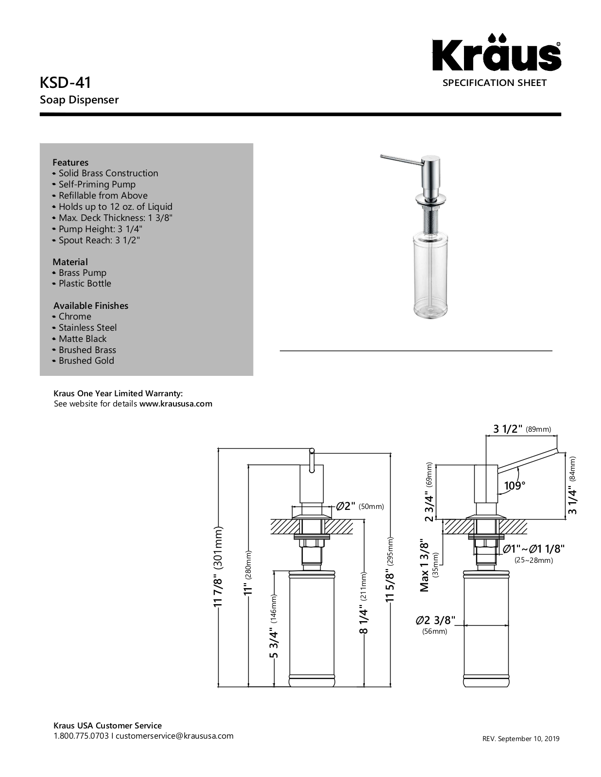 Kraus KUS2993 Specifications - ManualMachine.com