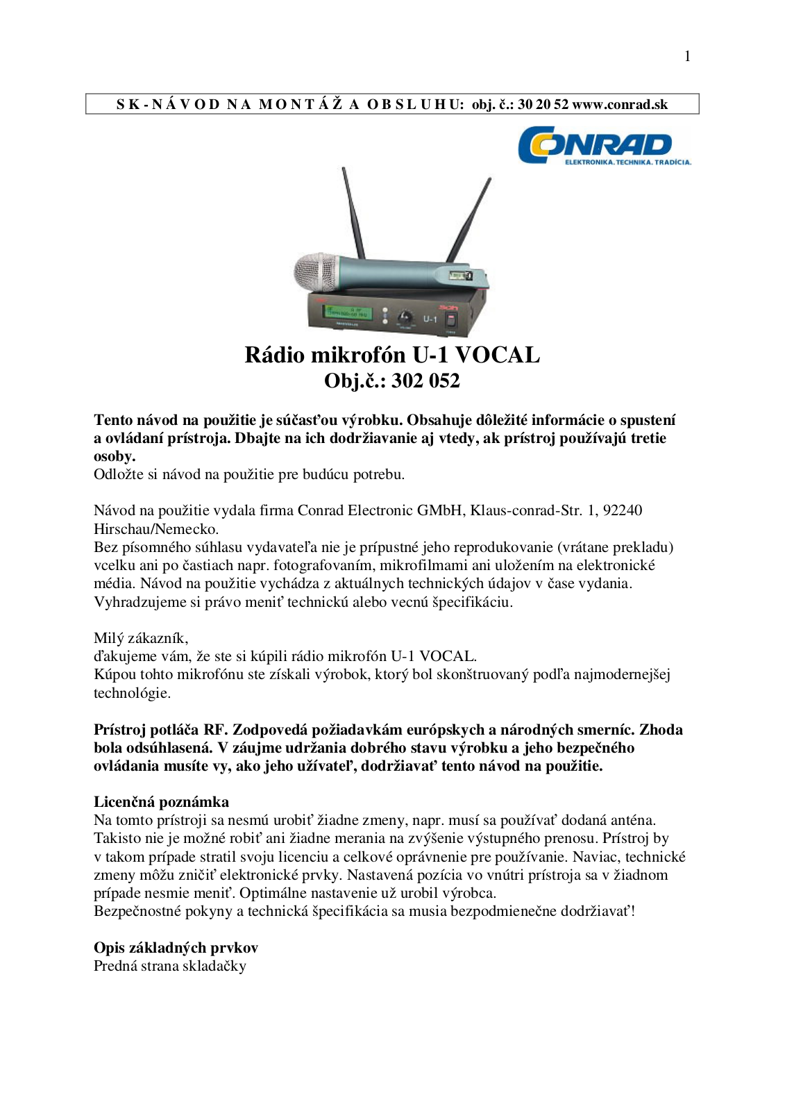 Mc Crypt U-1 Operation Manual