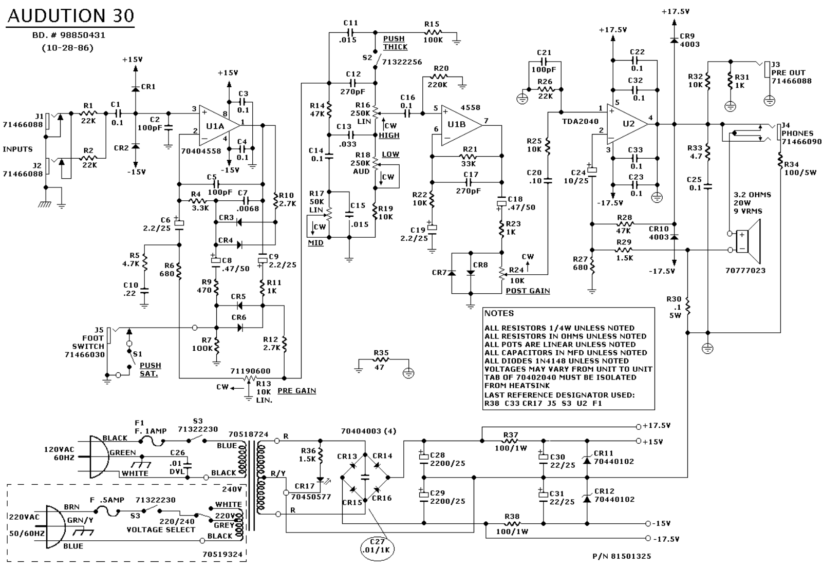 Peavey audition30 schematic