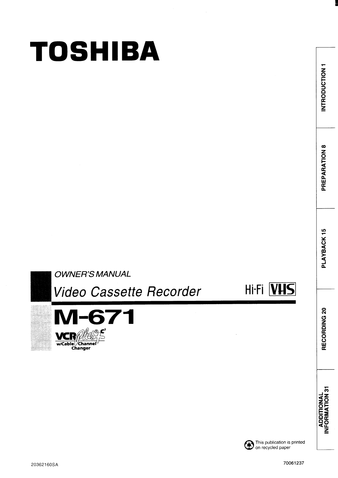 Toshiba M671 User Manual