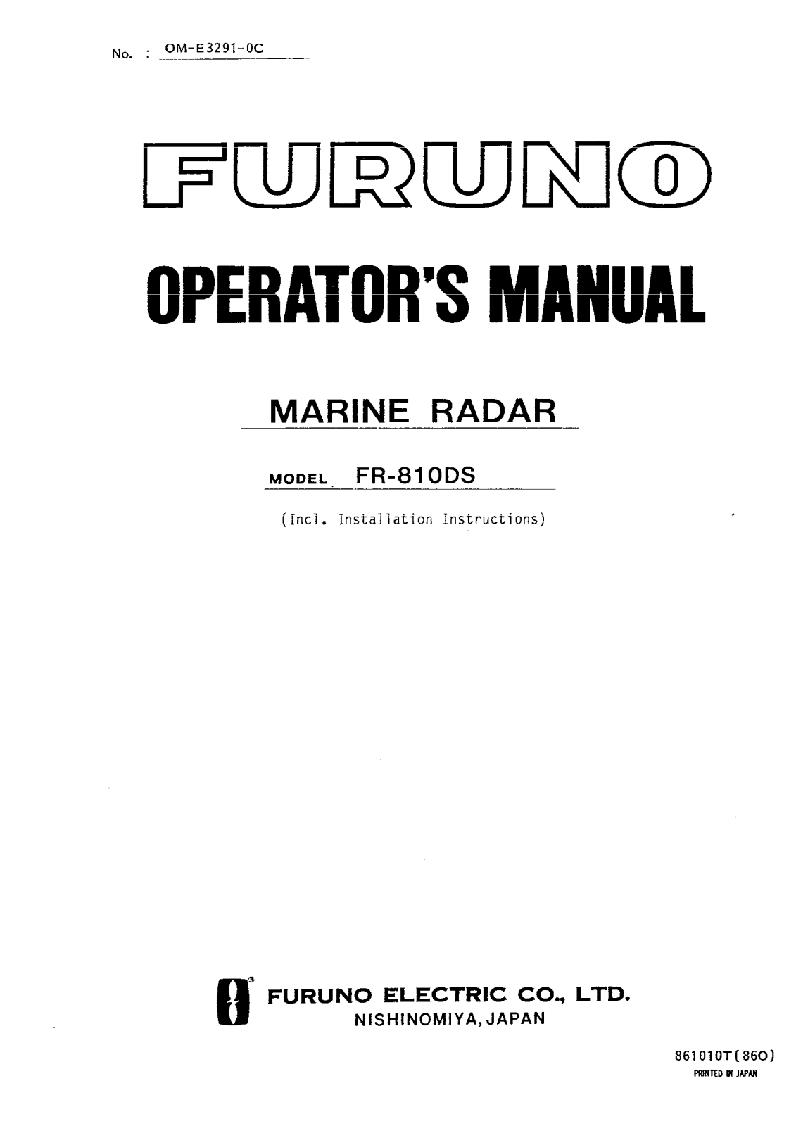 Furuno FR-810DS User Manual