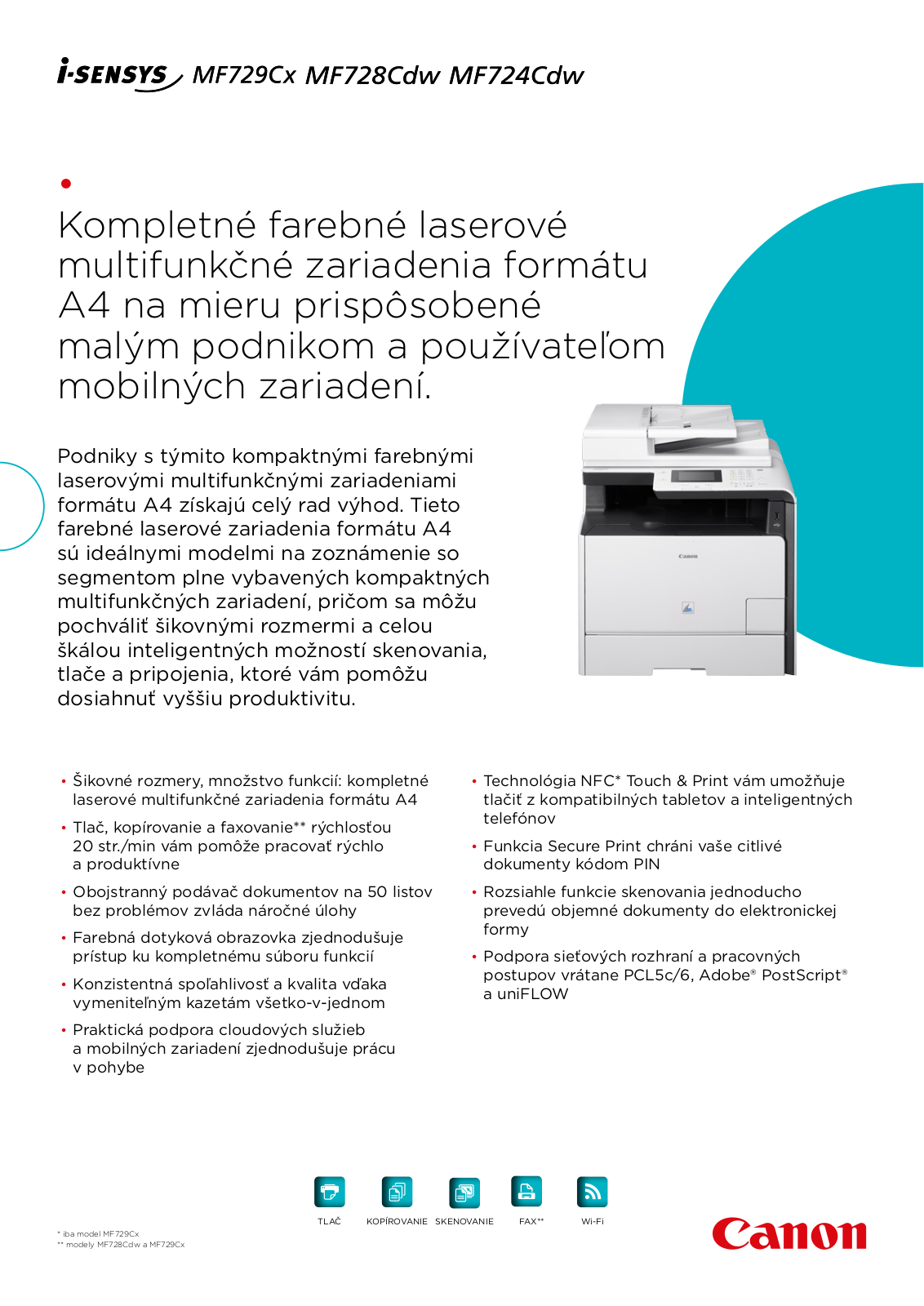 Canon I-SENSYS MF729CX, I-SENSYS MF728CDW, I-SENSYS MF724CDW BROCHURE