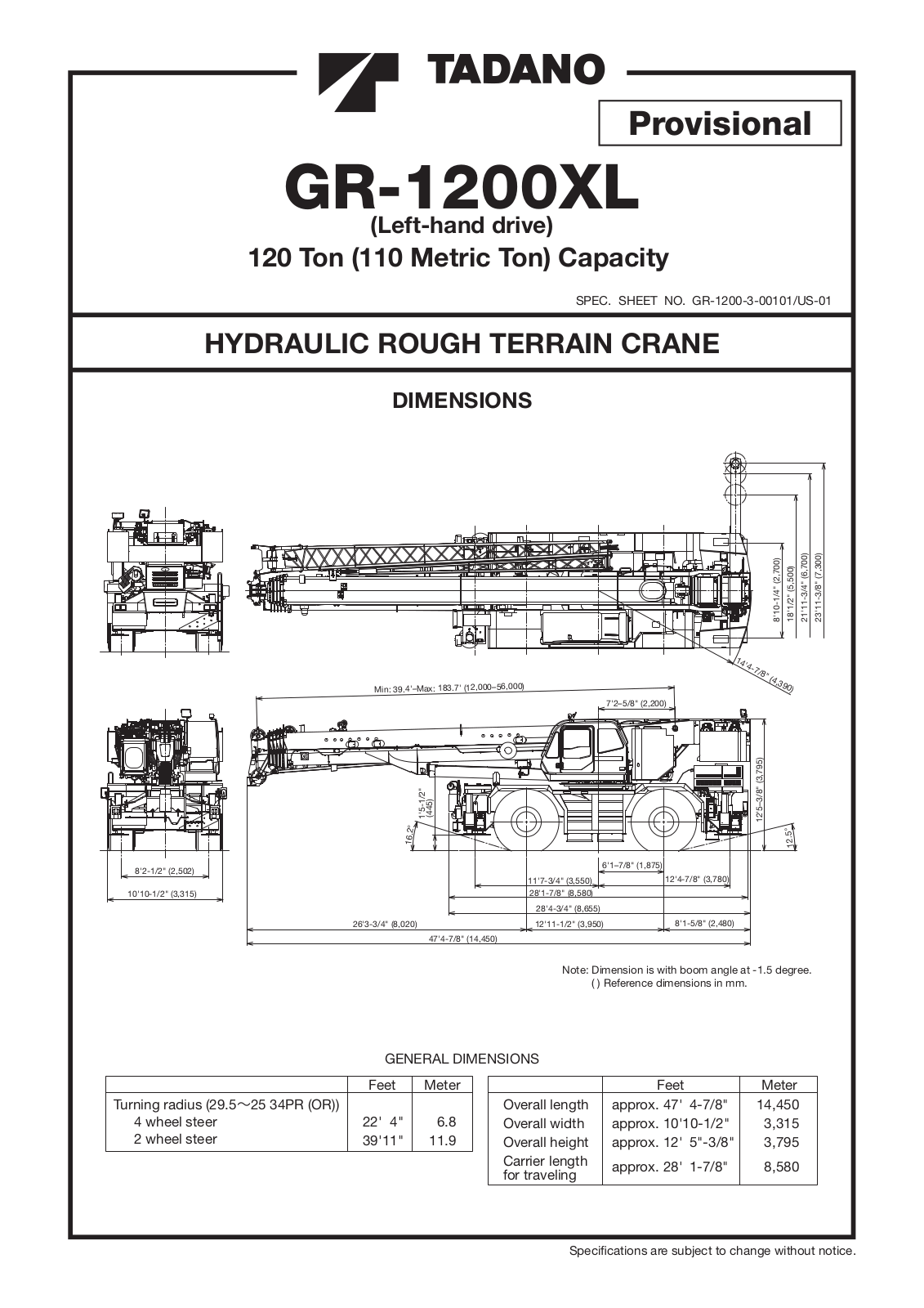 Tadano GR-1200XL Service Manual