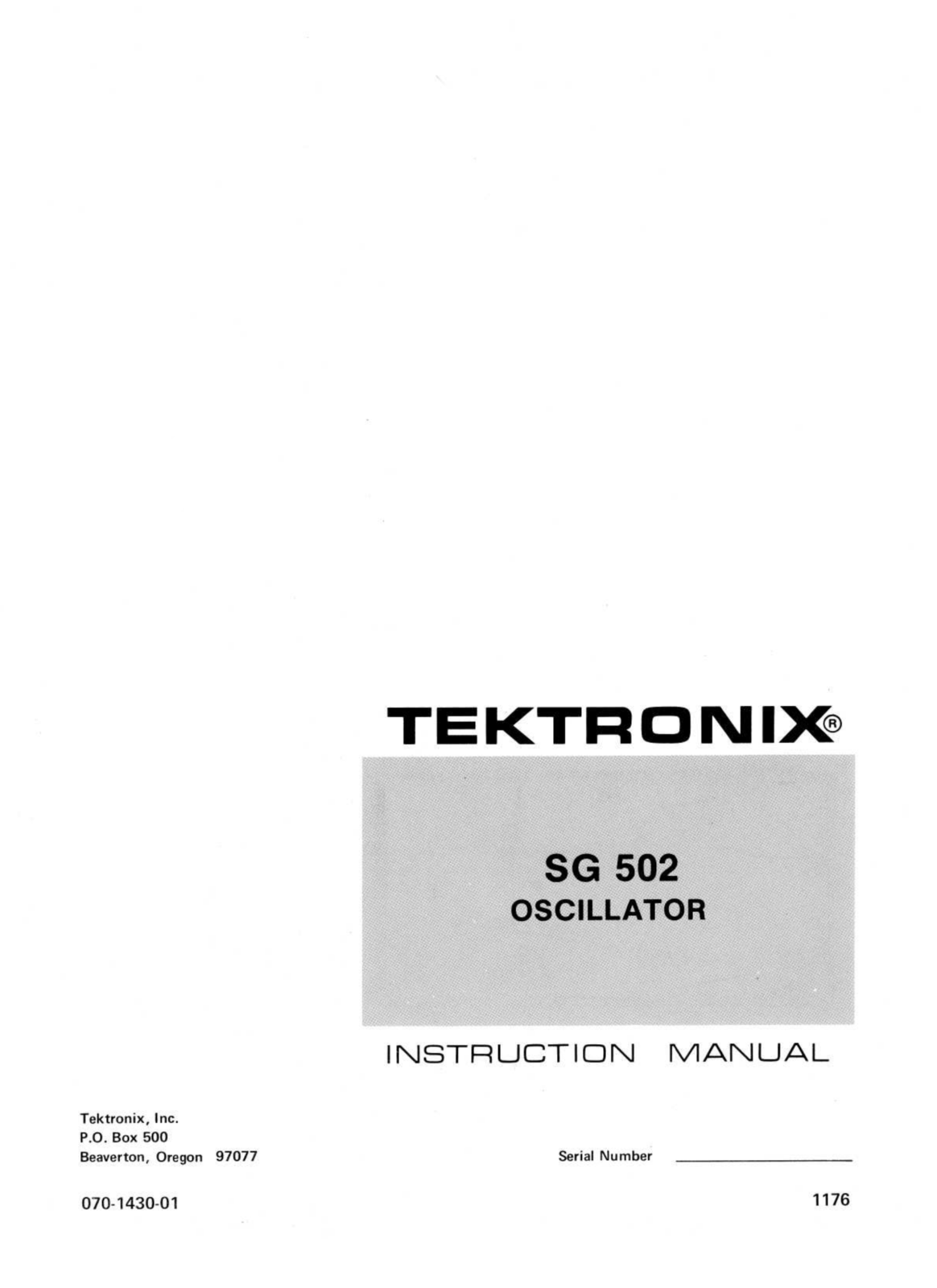 Tektronix SG502 Service Manual